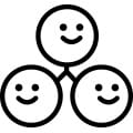 ikon med tre smilefjes knyttet til hverandre